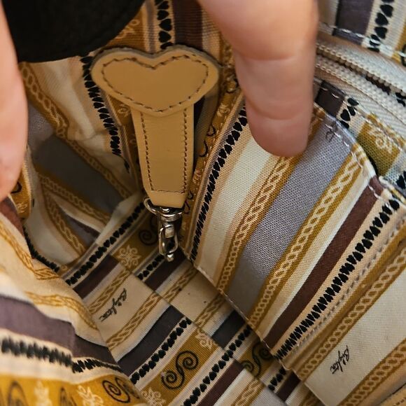 Brighton Black & Brown Leather Crossbody Bag | Adjustable Strap | 11"x7.5"x3" - Picture 12 of 15